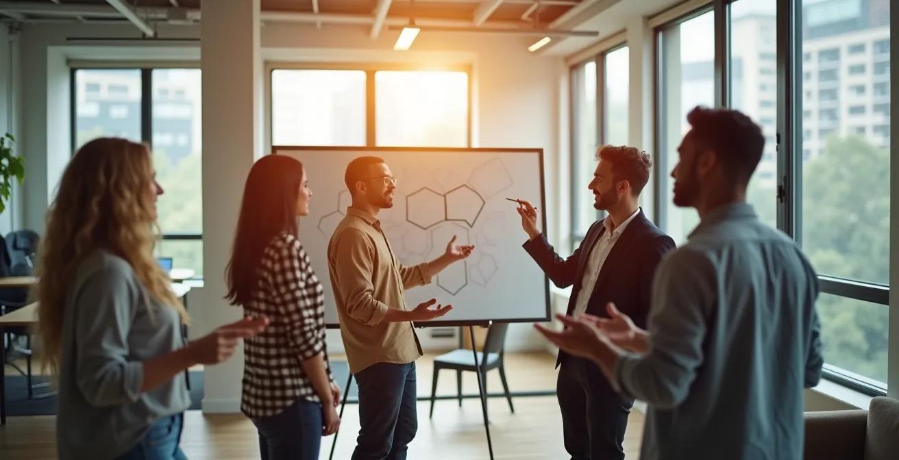 Modern agile workspace showcasing startup culture within corporate setting