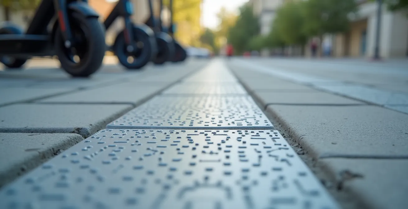 Hyper-precise geofenced parking corral with Bluetooth beacons demonstrating next-gen scooter parking solutions