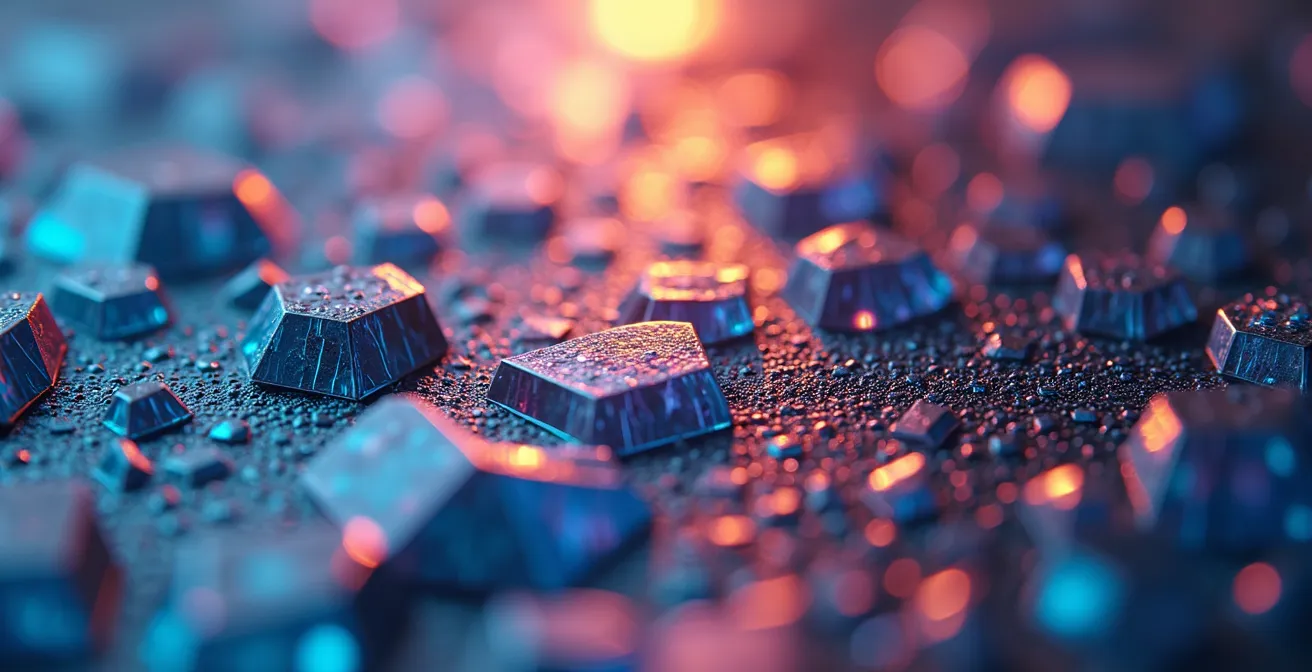 Extreme close-up of data visualization patterns with light refractions