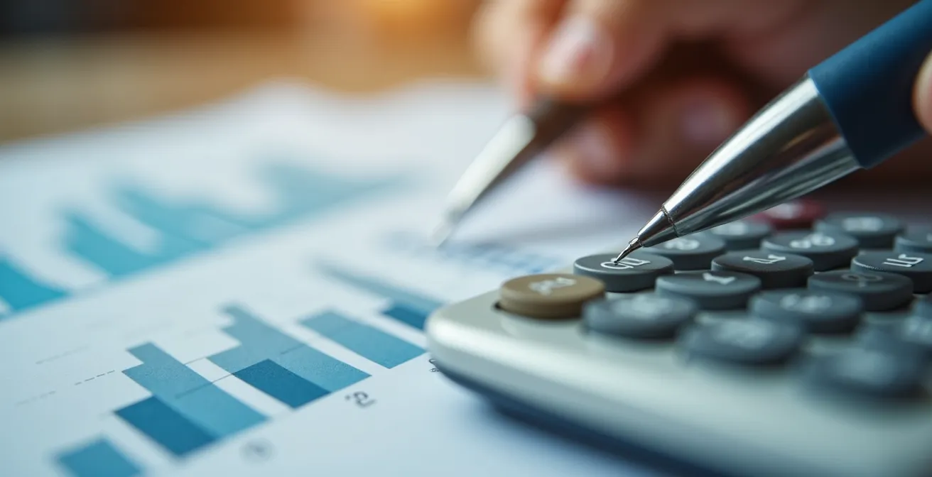 Financial calculation workspace with property investment documents