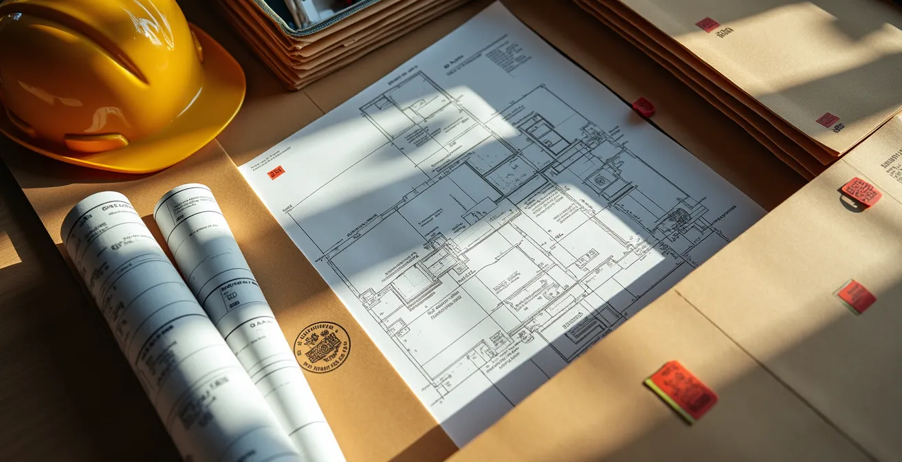 Organized documentation system for tax abatement applications with architectural plans and permits