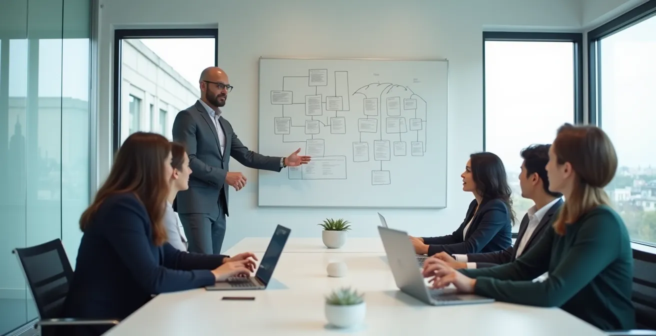 Professional leading a collaborative technology training session with engaged colleagues